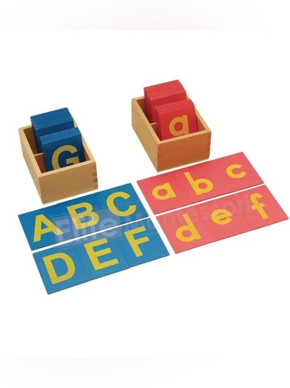 Montessori Sandpaper Tactile Letters 26 Uppercase and 26 Lowercase Wood Box Toy